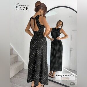 Siren Gaze black polka dot dress (backless/laceup)